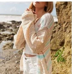 Multi Stripe Crochet Cardigan
