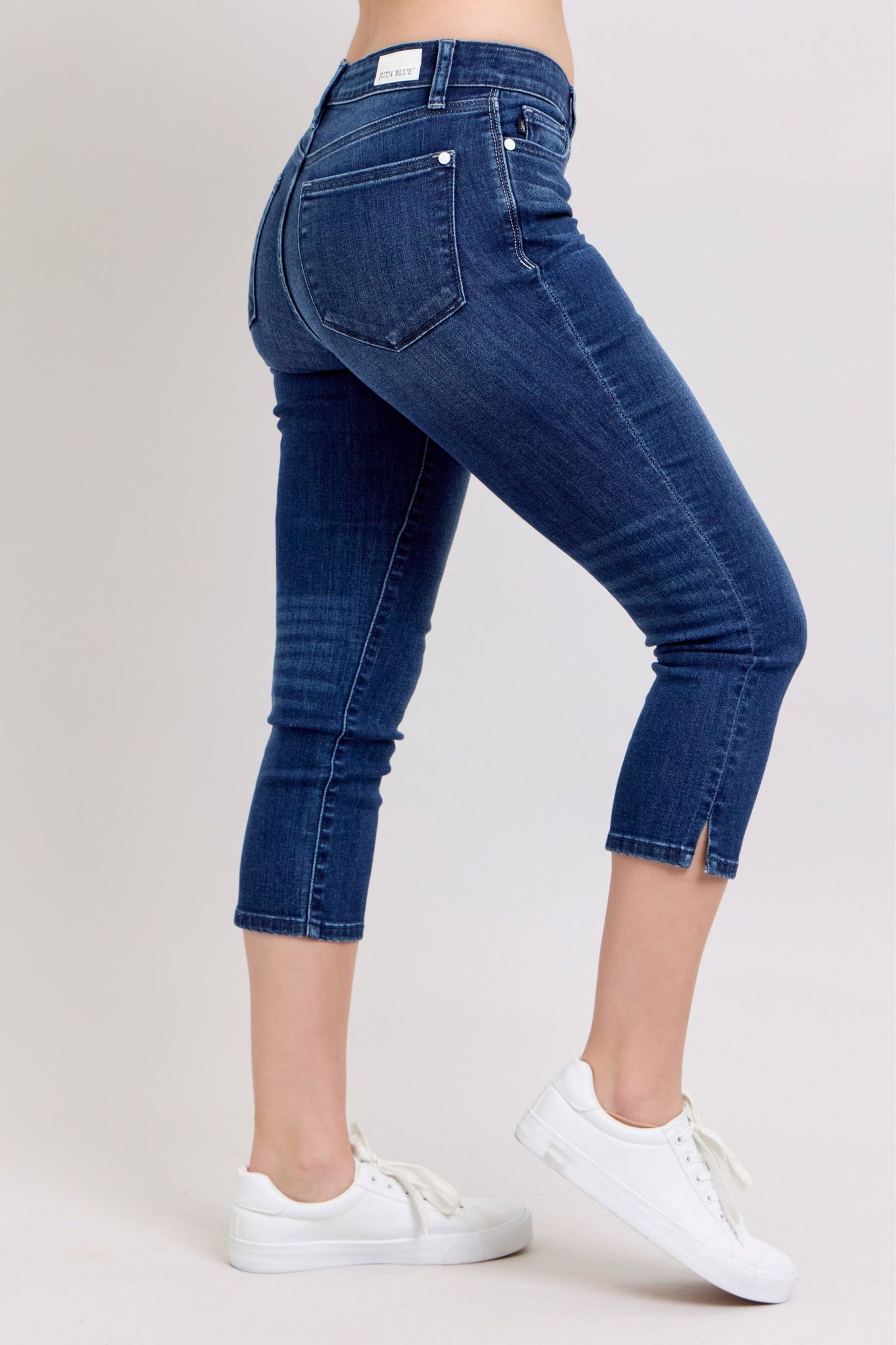 Super Dark Wash Judy Blue Capri Side Slit
