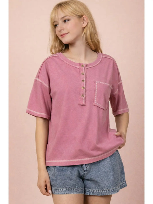 Mineral Washed Oversized Comfy Knit Top 🩷