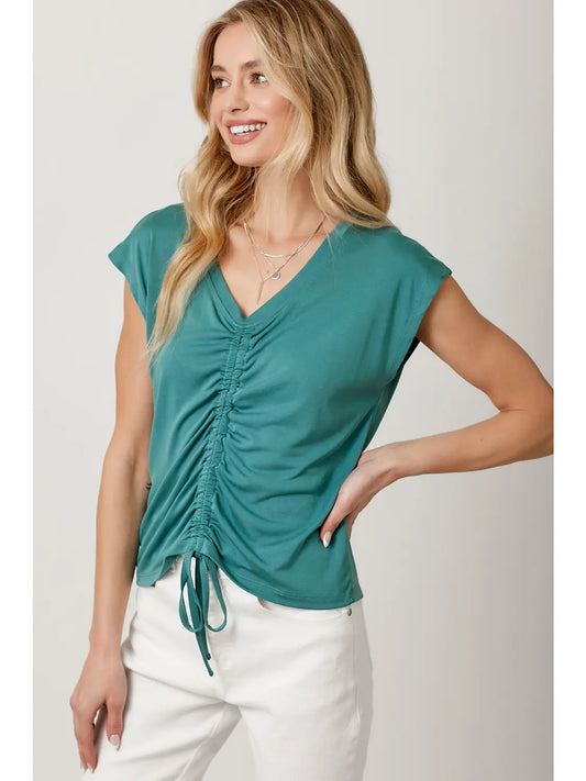 Front Ruche Modal Cinch Top (Teal)