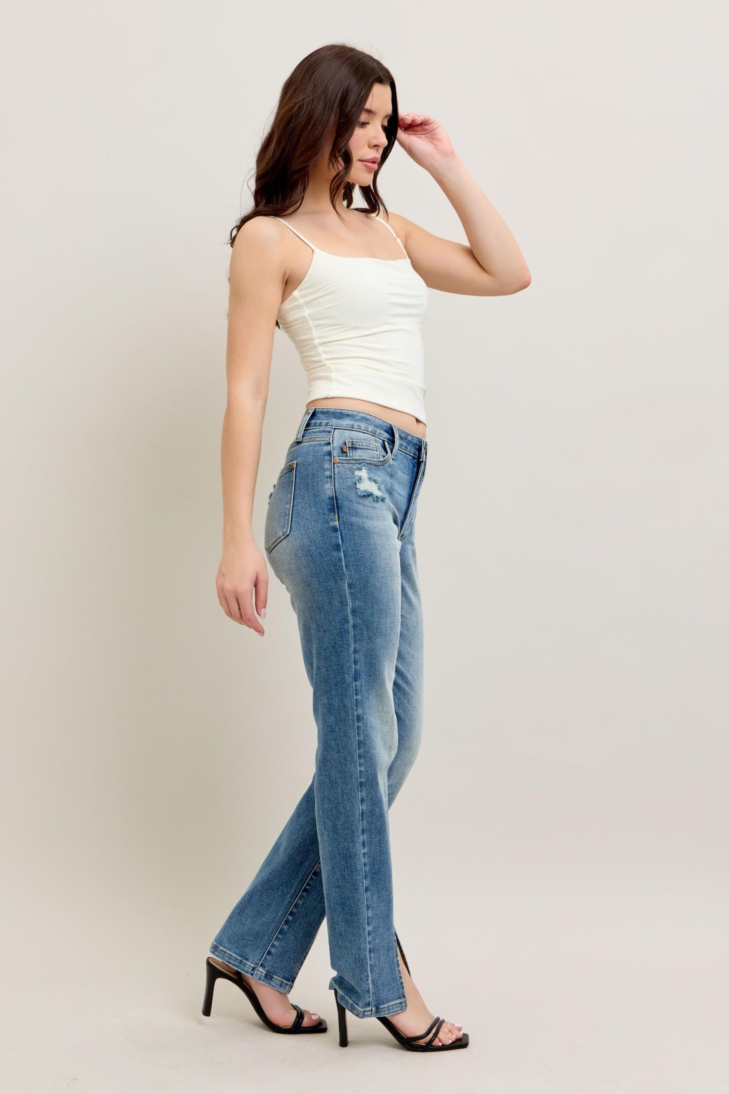 Vintage Wash Front Seam & Slit Straight Judy Blue