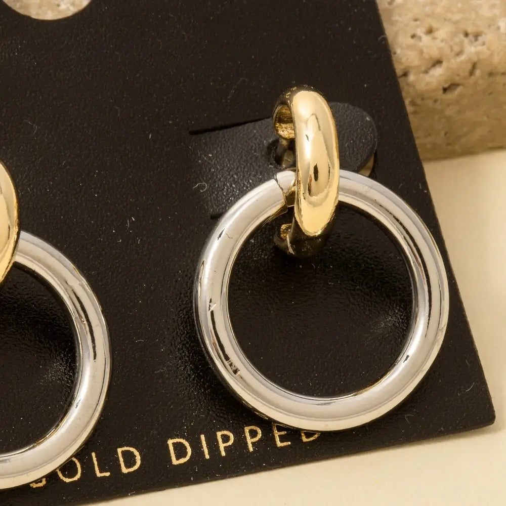 Gold Dipped Two Tone Hoop Earrings