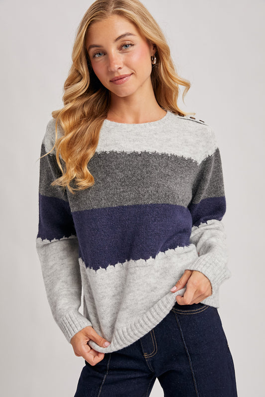 Colorblock Brushed Sweater 🩶