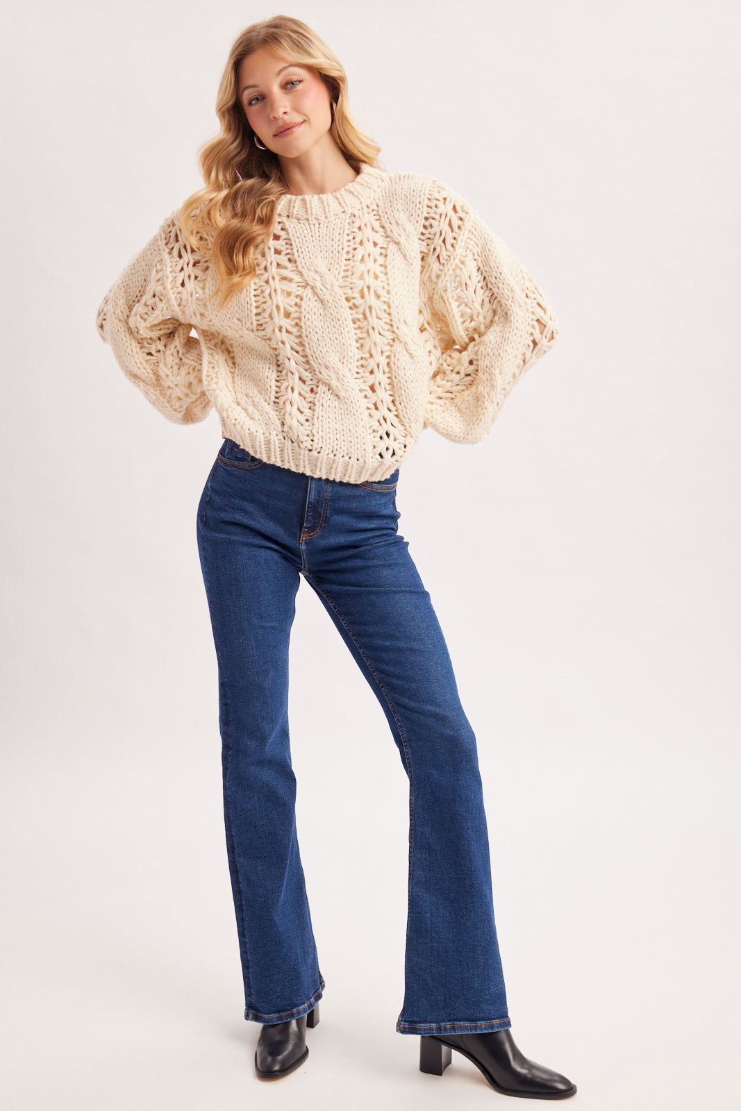 Chunky Cable Open Knit Sweater
