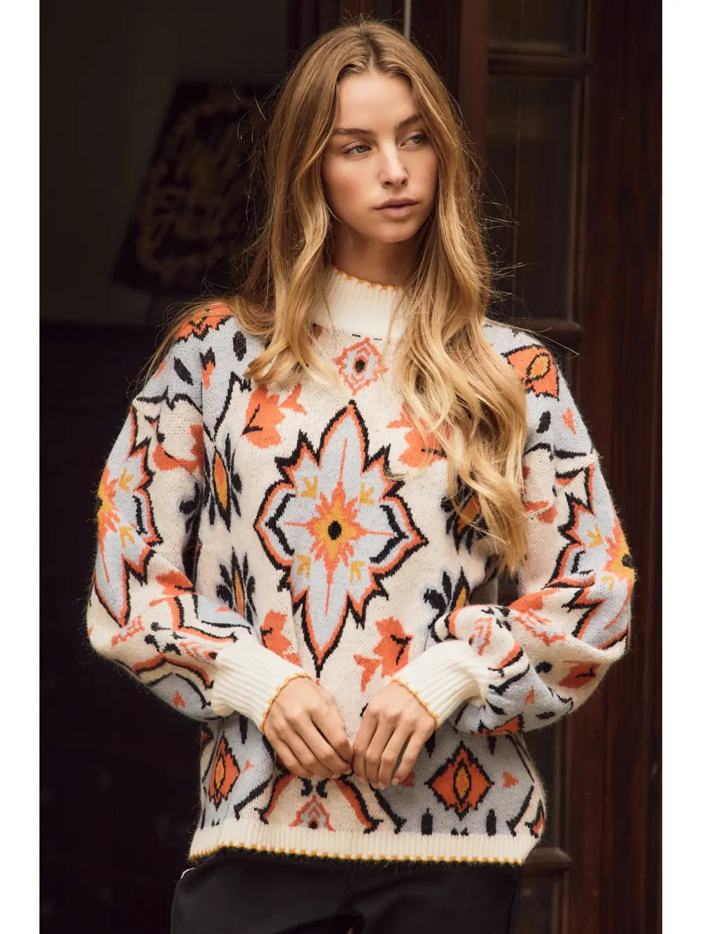 Abstract Pattern Soft Knit Sweater 🧡