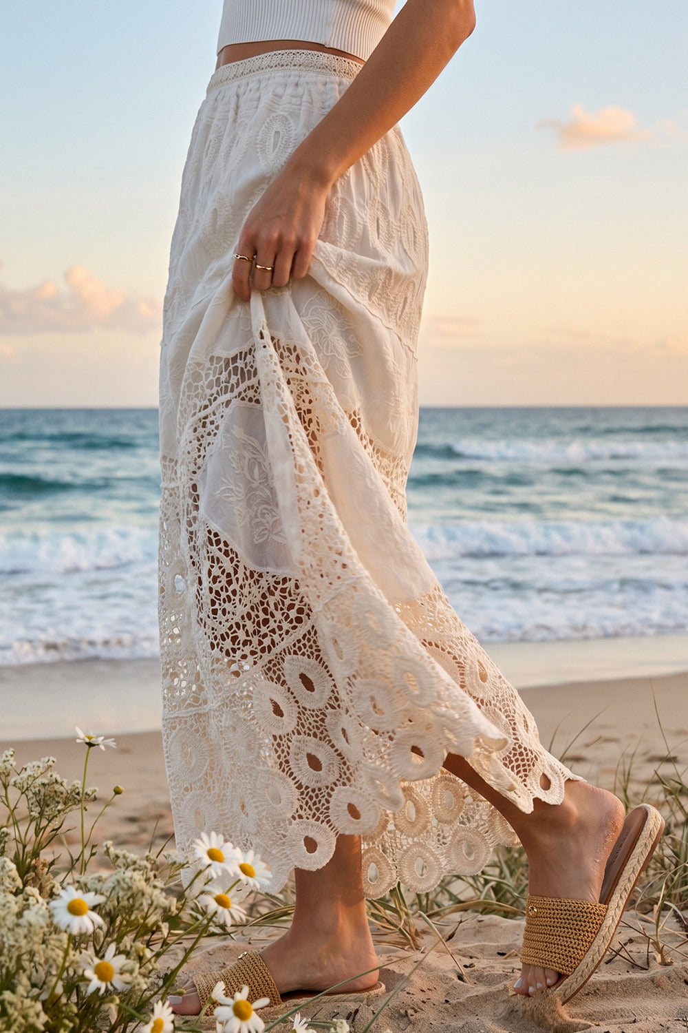 Boho Crochet Maxi Skirt With Lining 🤍