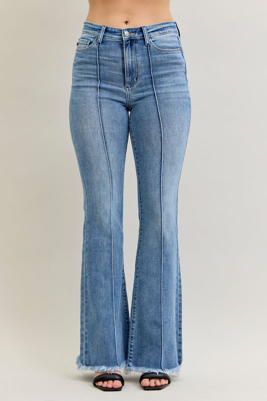 Flare Front Pintuck Detail & Fray Hem Judy Blue