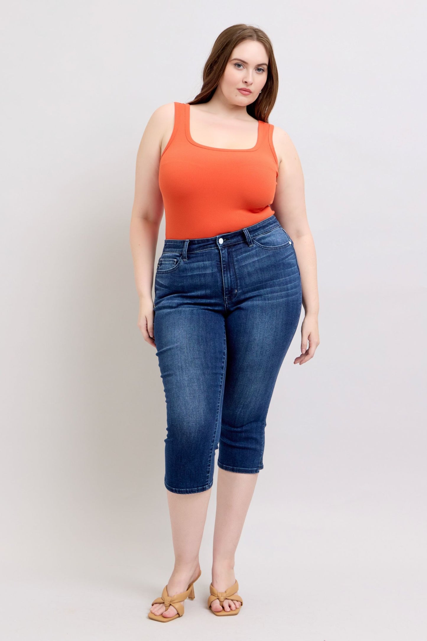 Super Dark Wash Judy Blue Capri Side Slit