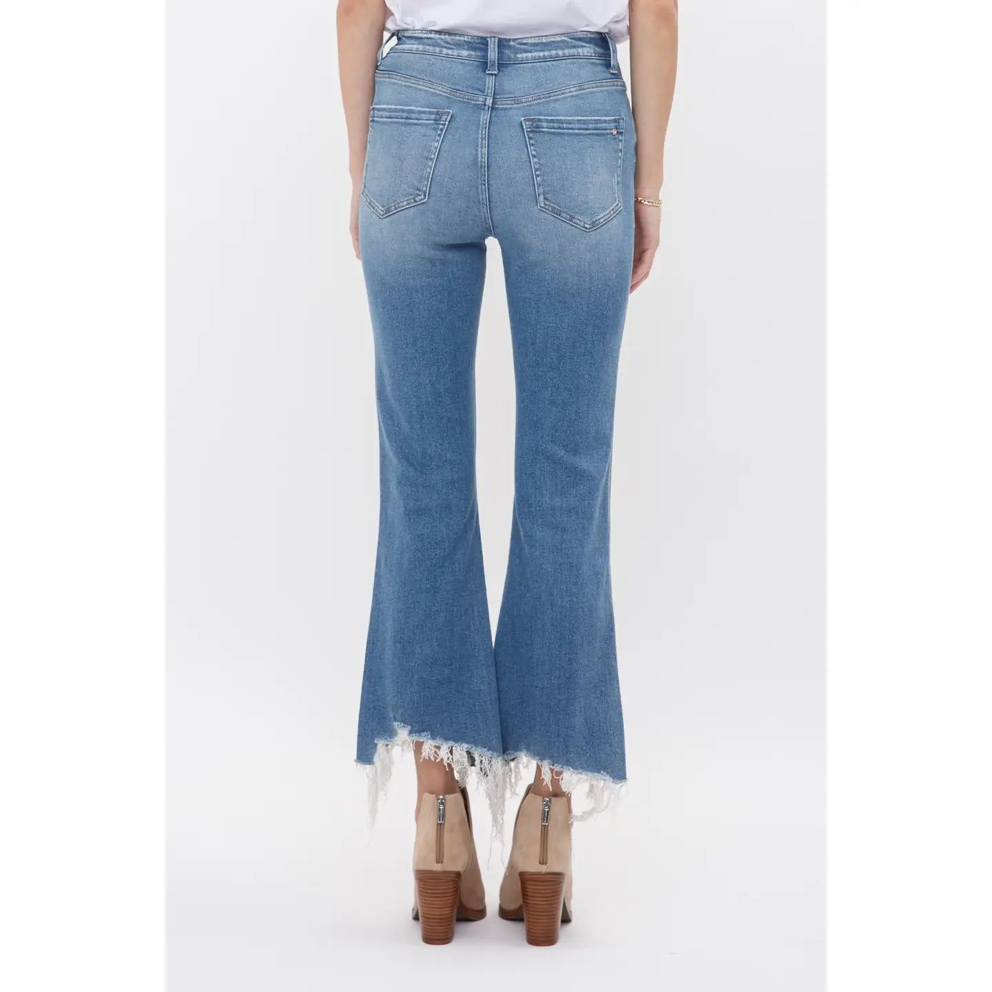 Moscato High Rise Crop Flare with Uneven Hem Mica