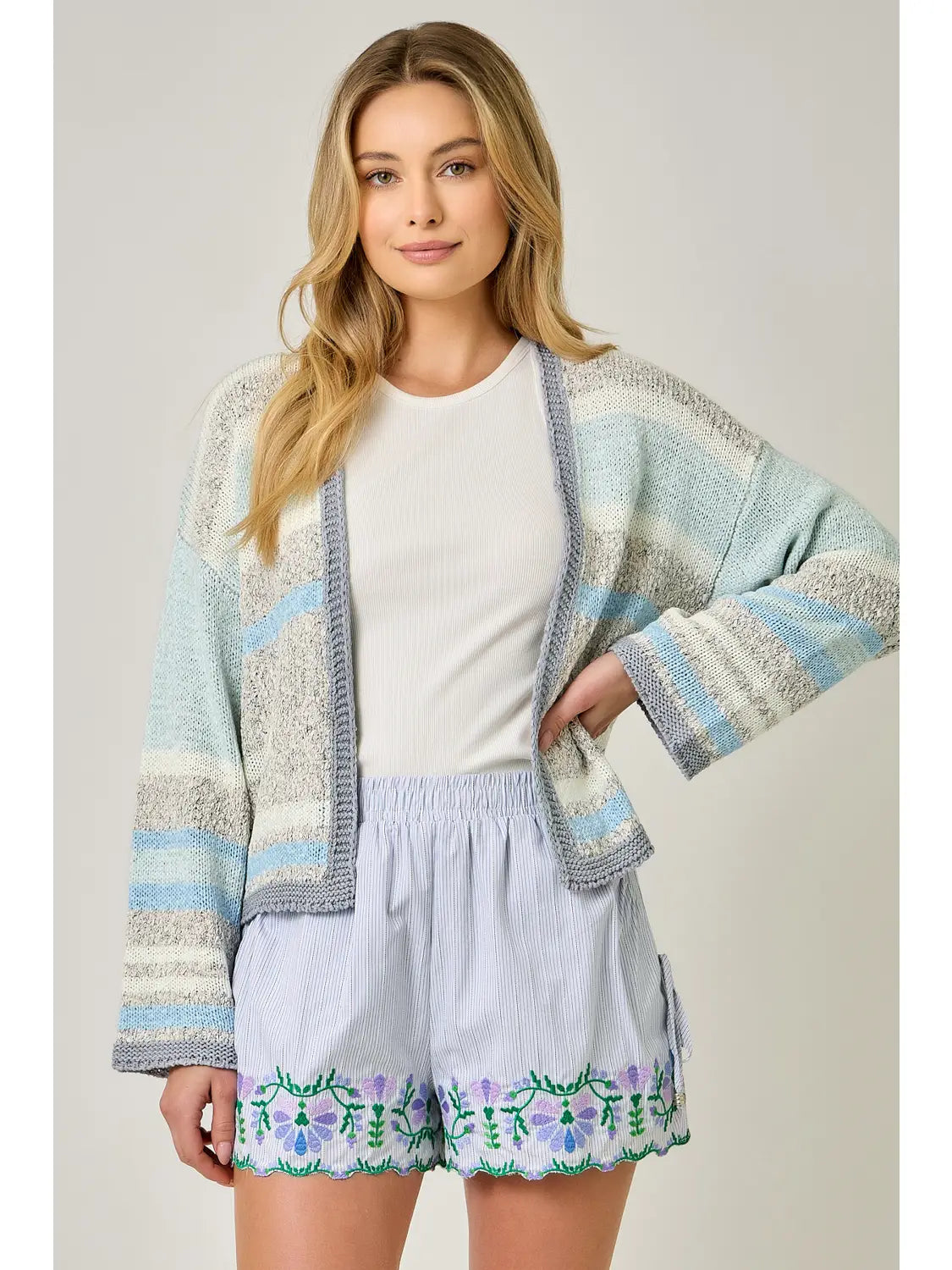 Multistripe Sweater Cardigan