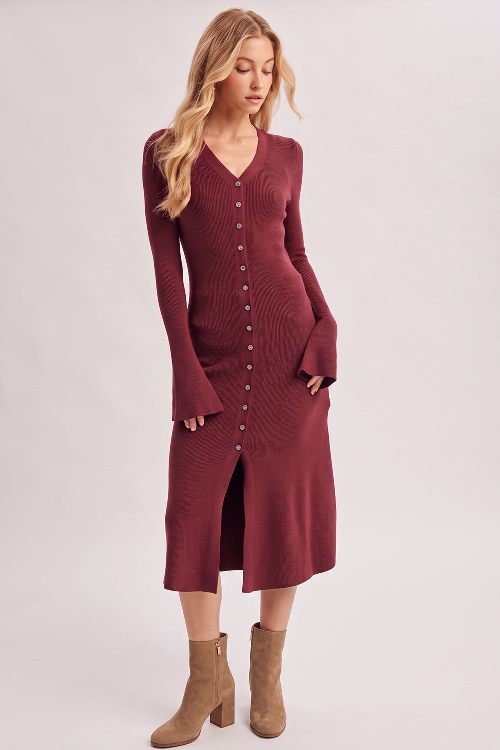 Signature Cardigan Dress ✨(Wine)