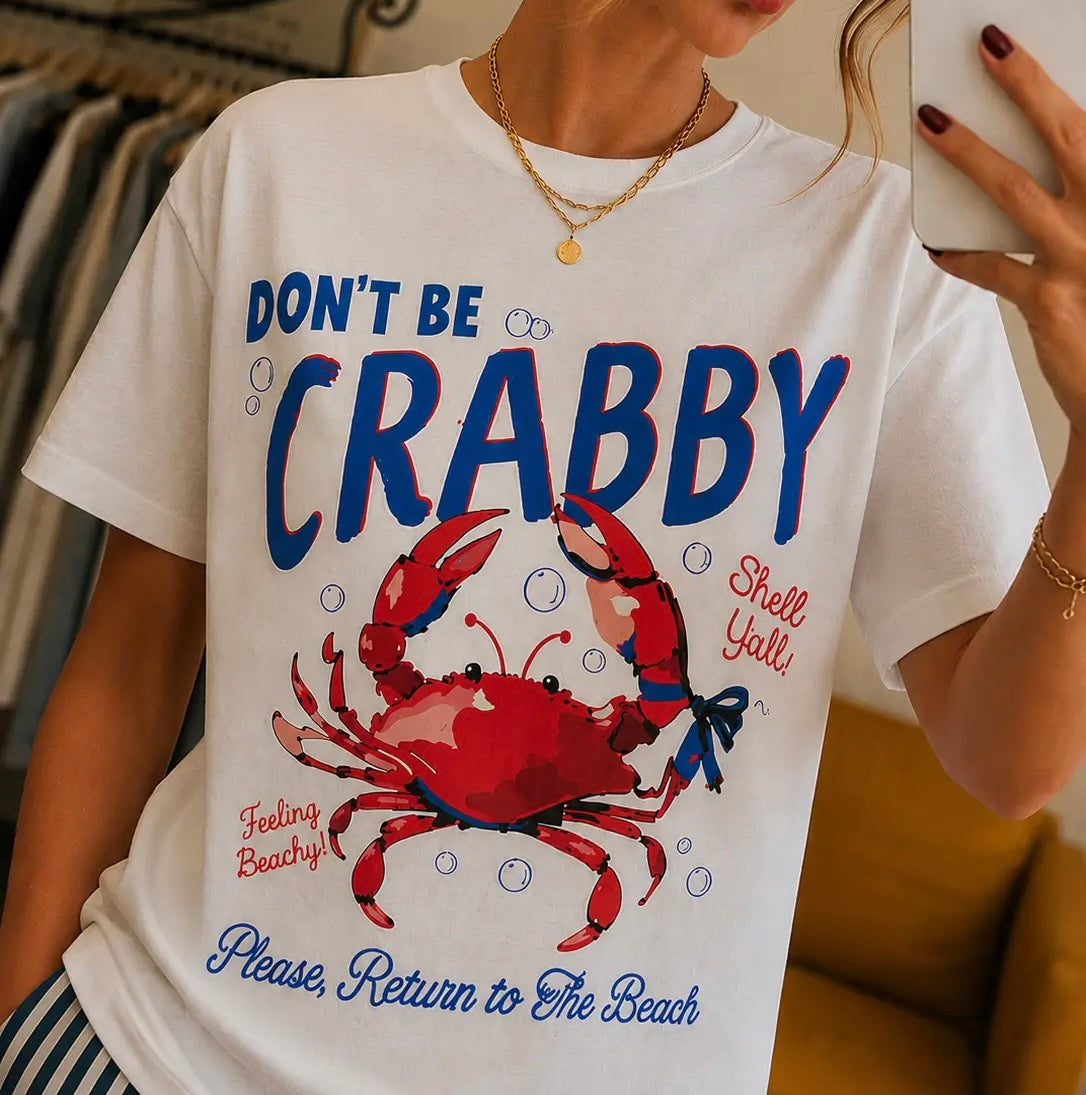 Don't Be Crabby White Relaxed T-Shirt