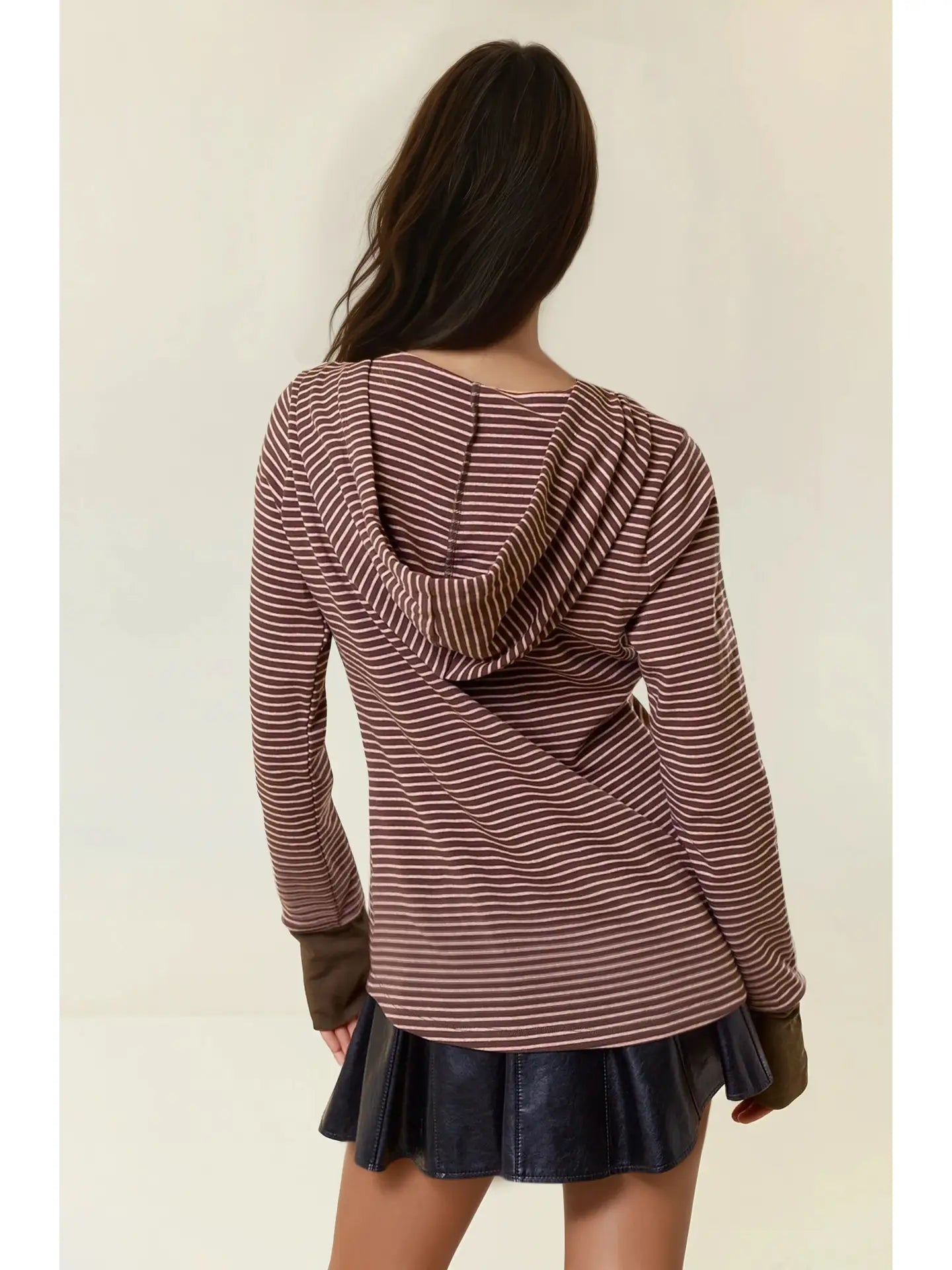 Henley Ribbed Hood Top (Olive) ✨