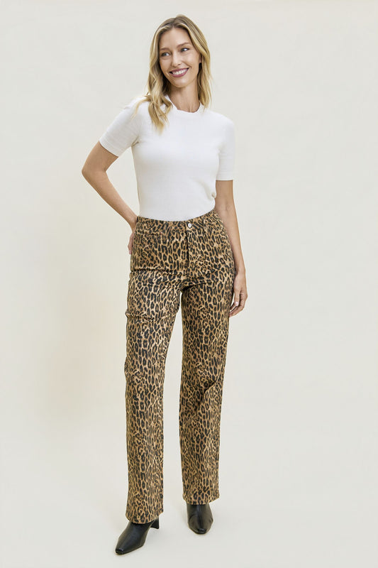 Leopard Tummy Control Classic Straight Judy Blue