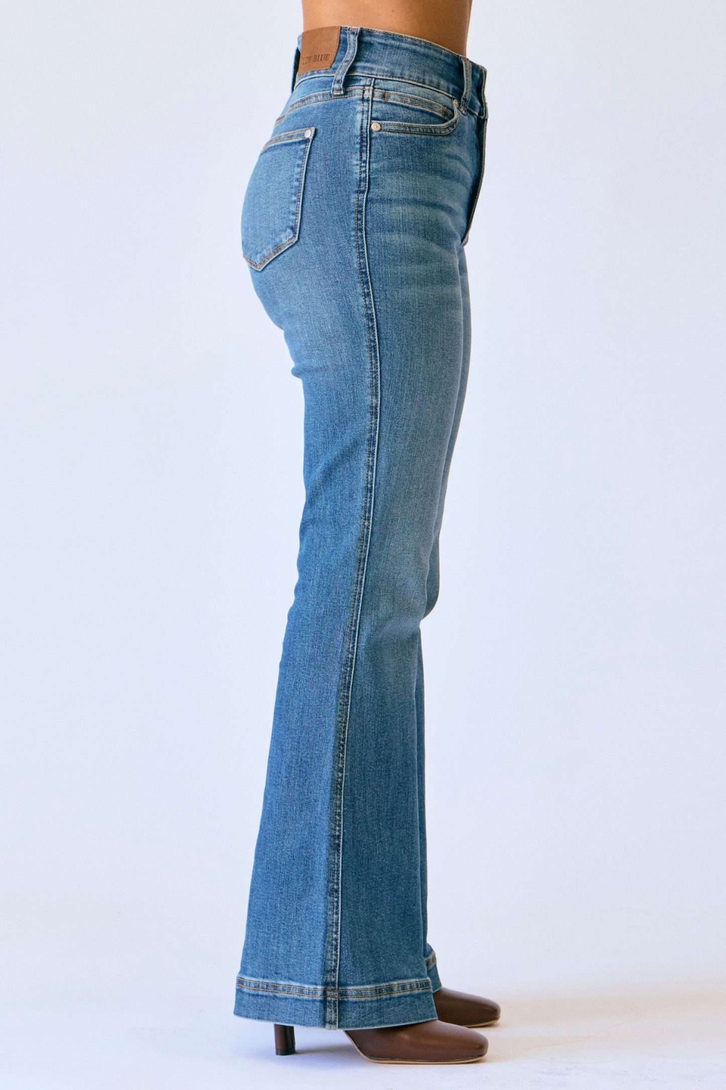 Petite Flare Tummy Control Double Button Judy Blue