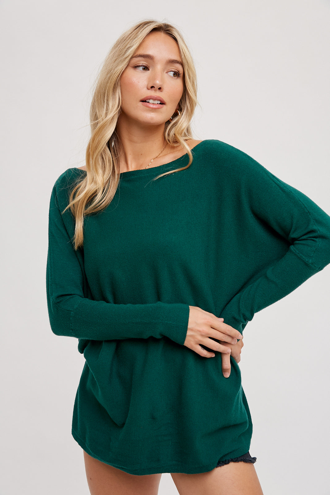Flowy Boatneck Dolman Tunic 💚