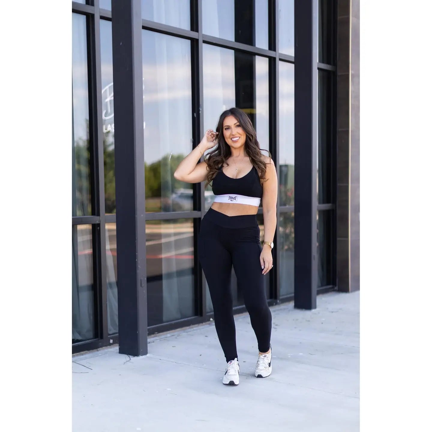 Crossover Black Pocket Full Length Leggings