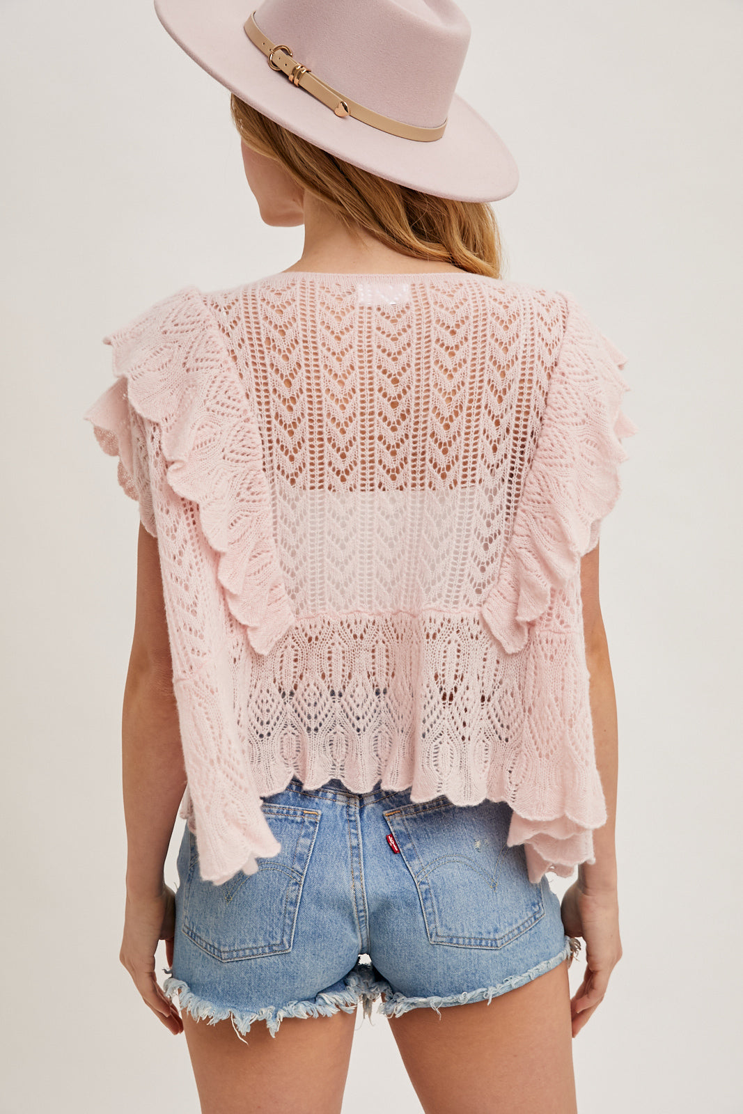 Open Knit Pointelle Sweater Top