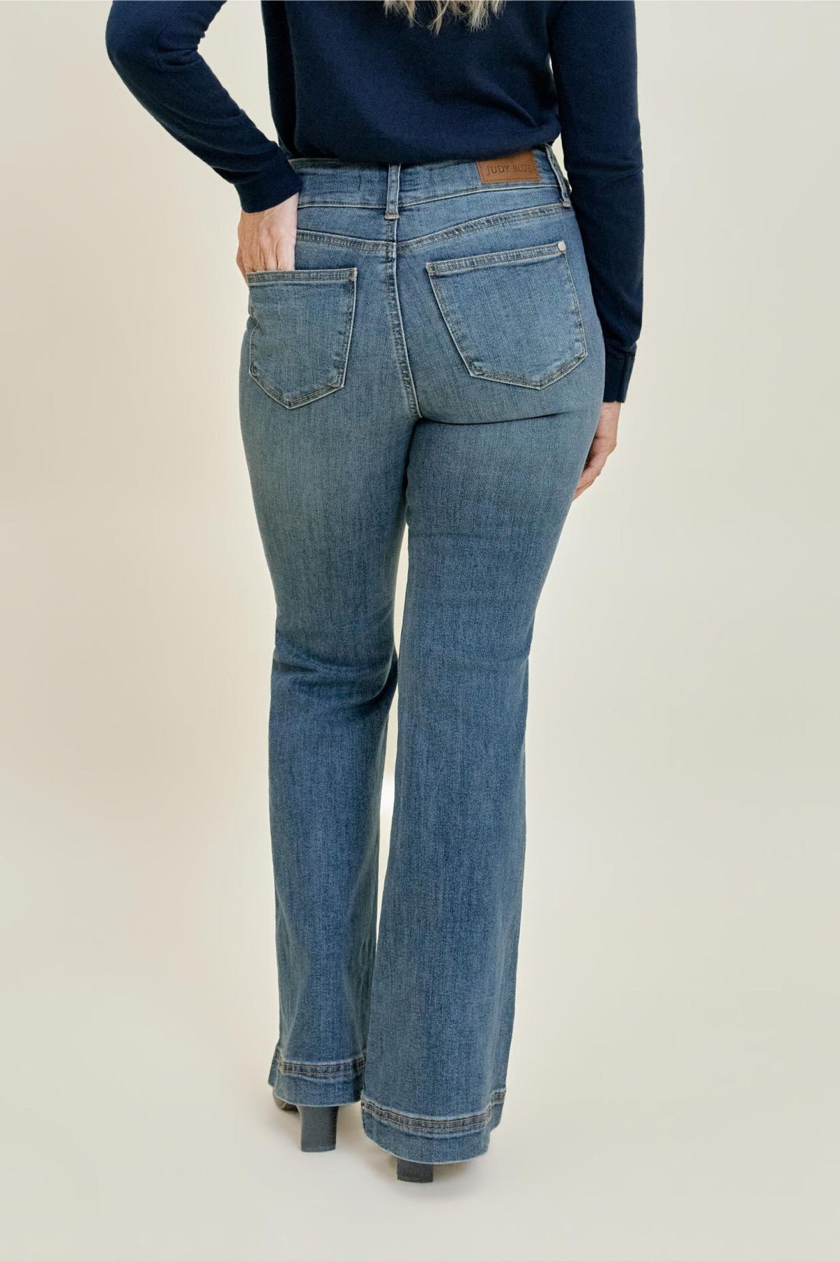 Petite Flare Tummy Control Double Button Judy Blue