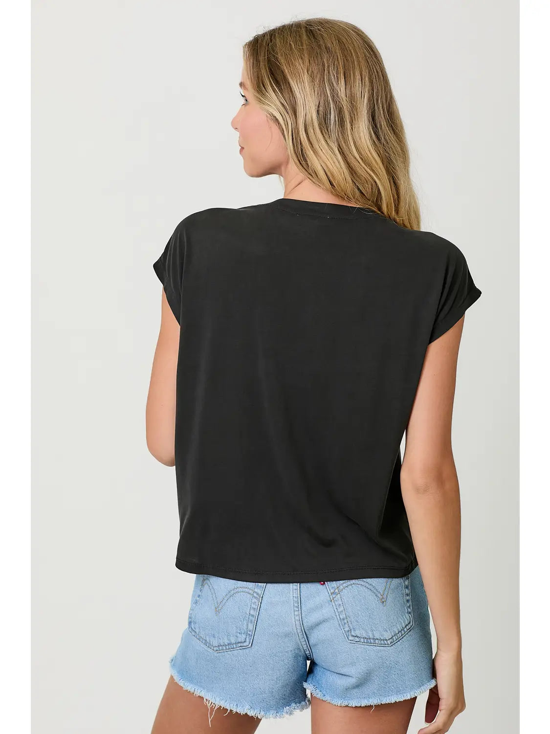 Front Ruche Modal Top (Black)