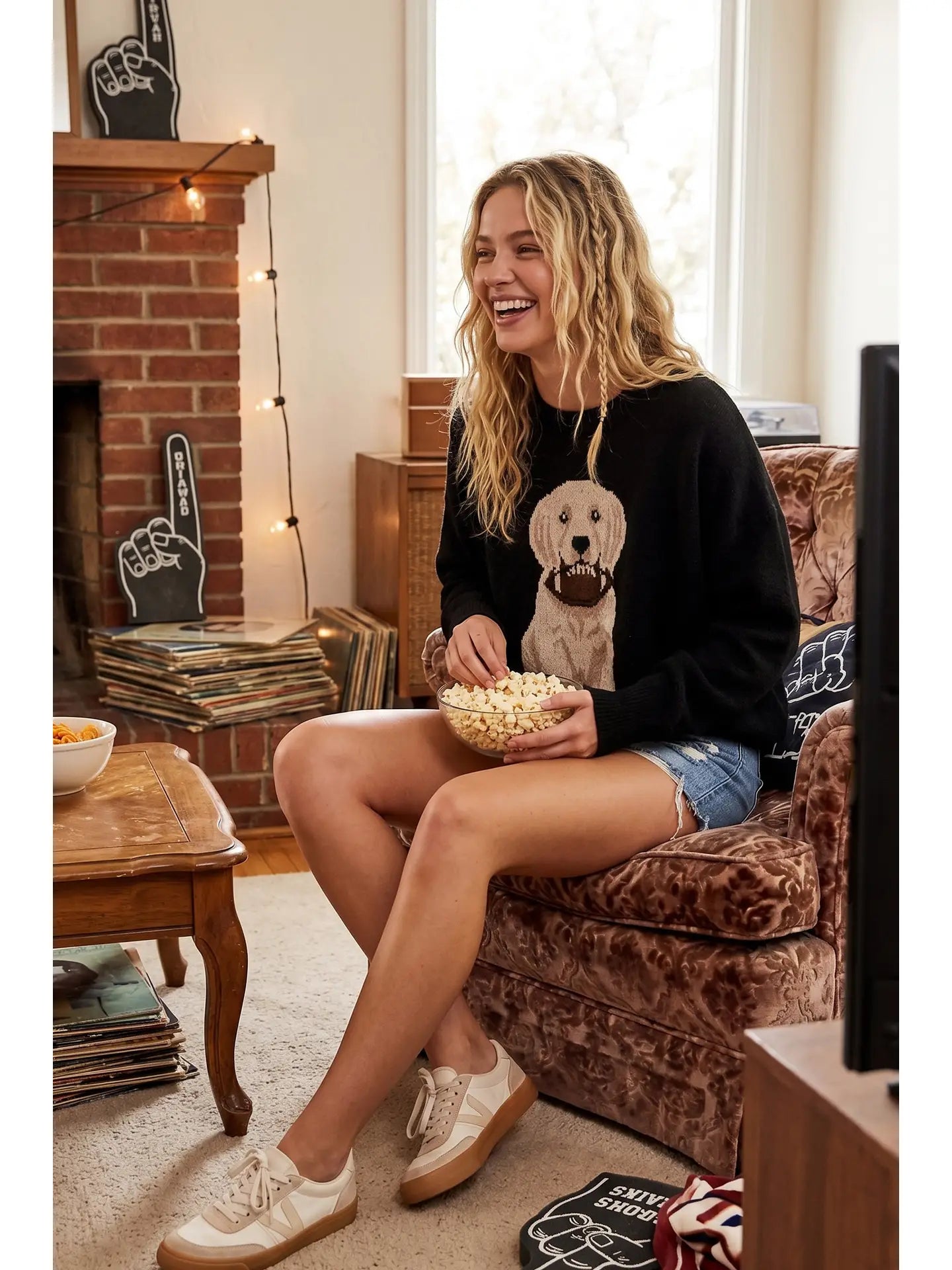Oversized Gameday Football Puppy Sweater