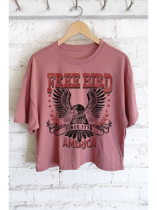 Free Bird America Eagle Graphic Long Crop Top 🩷