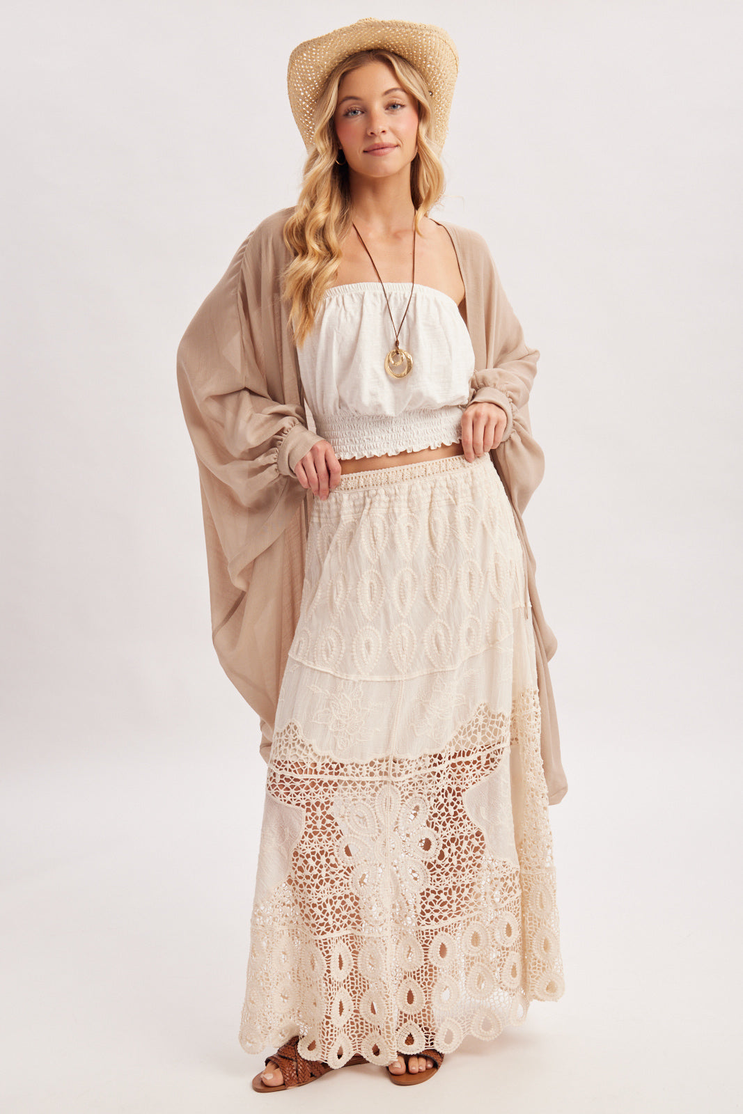 Boho Crochet Maxi Skirt With Lining 🤍