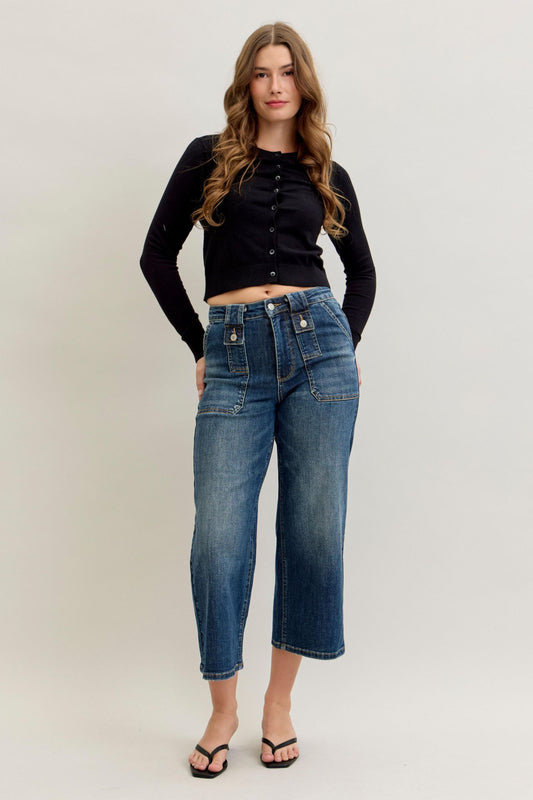 Wide Crop Utility & Patch Pocket Judy Blue