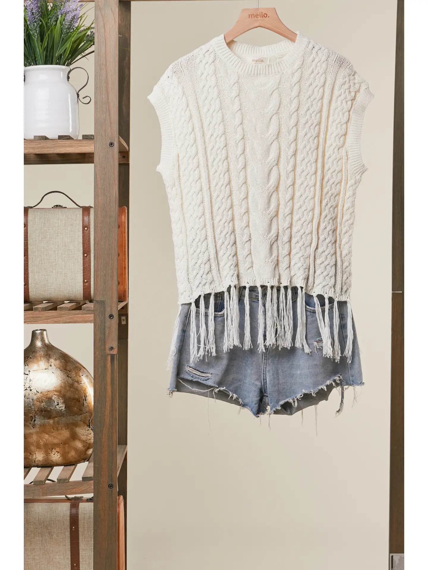 Cable Knit Fringe Crop Top 🤍