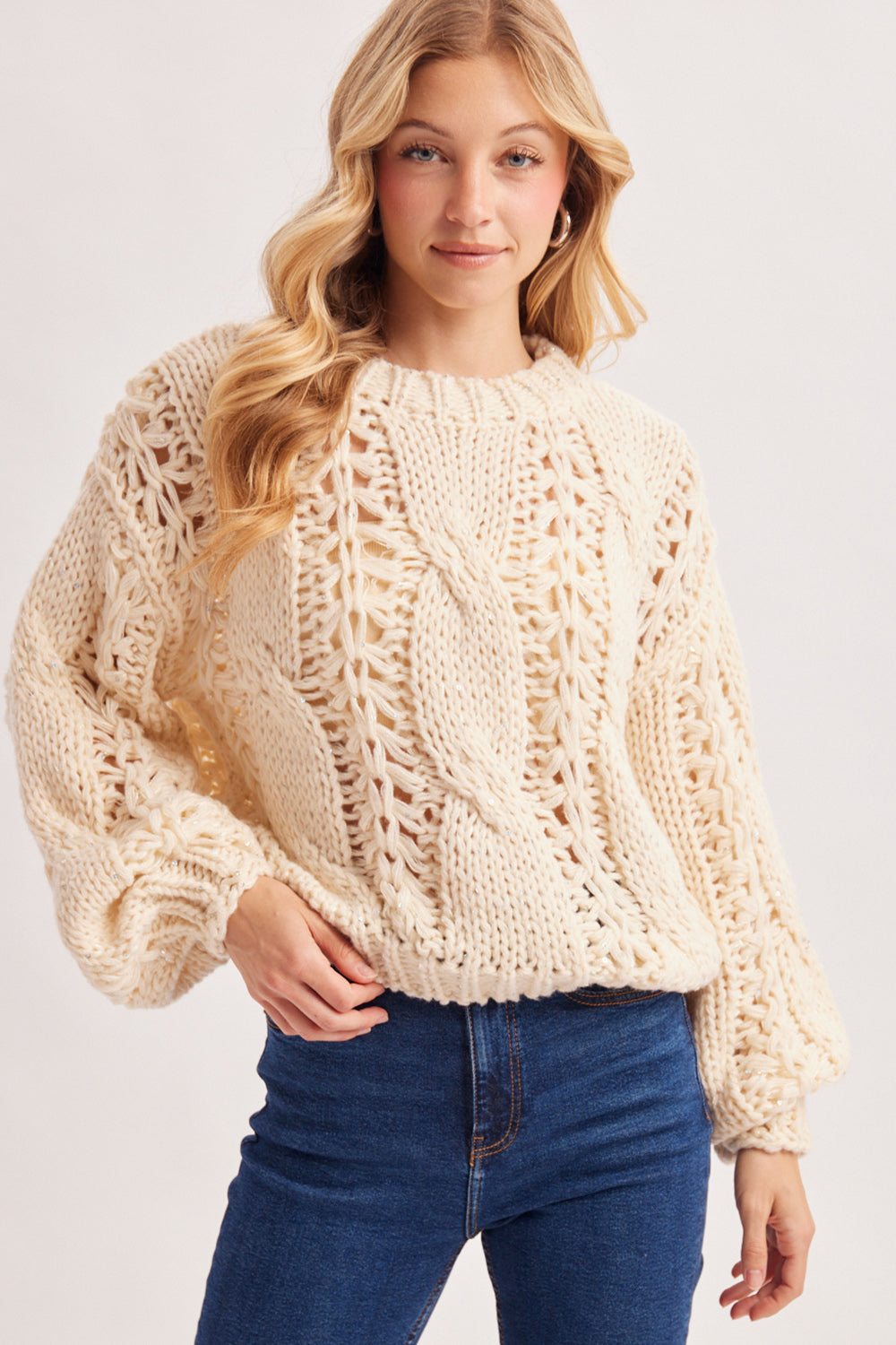Chunky Cable Open Knit Sweater