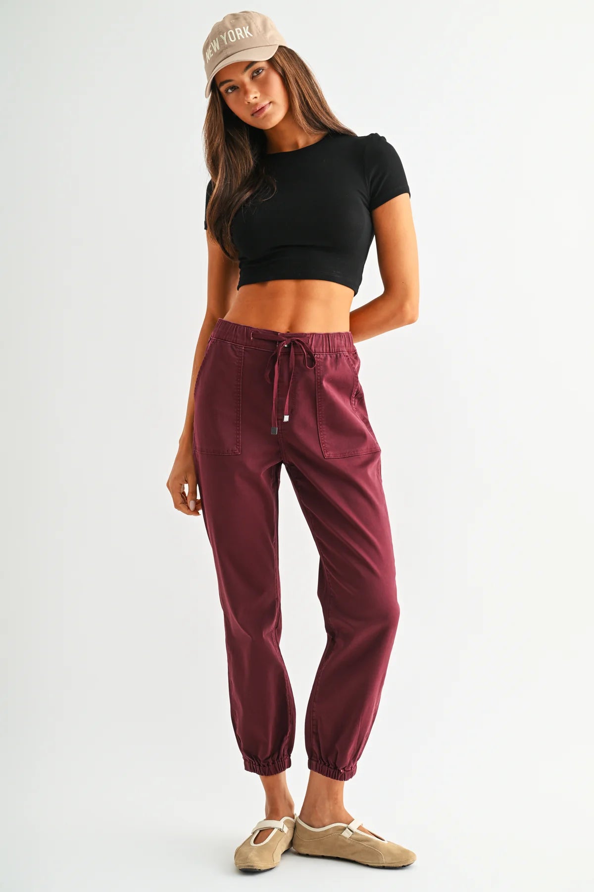 Mica High Rise Jogger Crop (Wine)