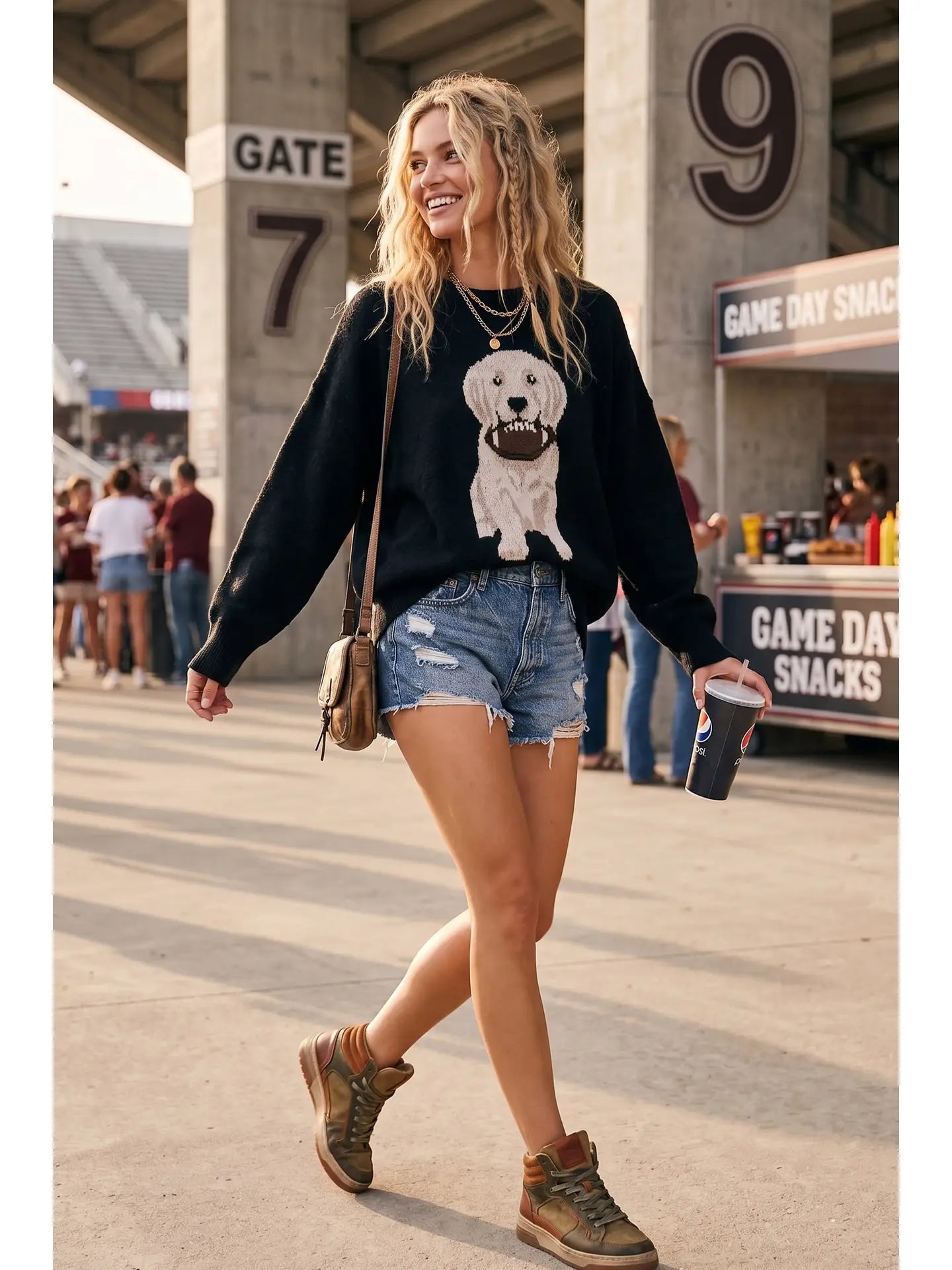Oversized Gameday Football Puppy Sweater