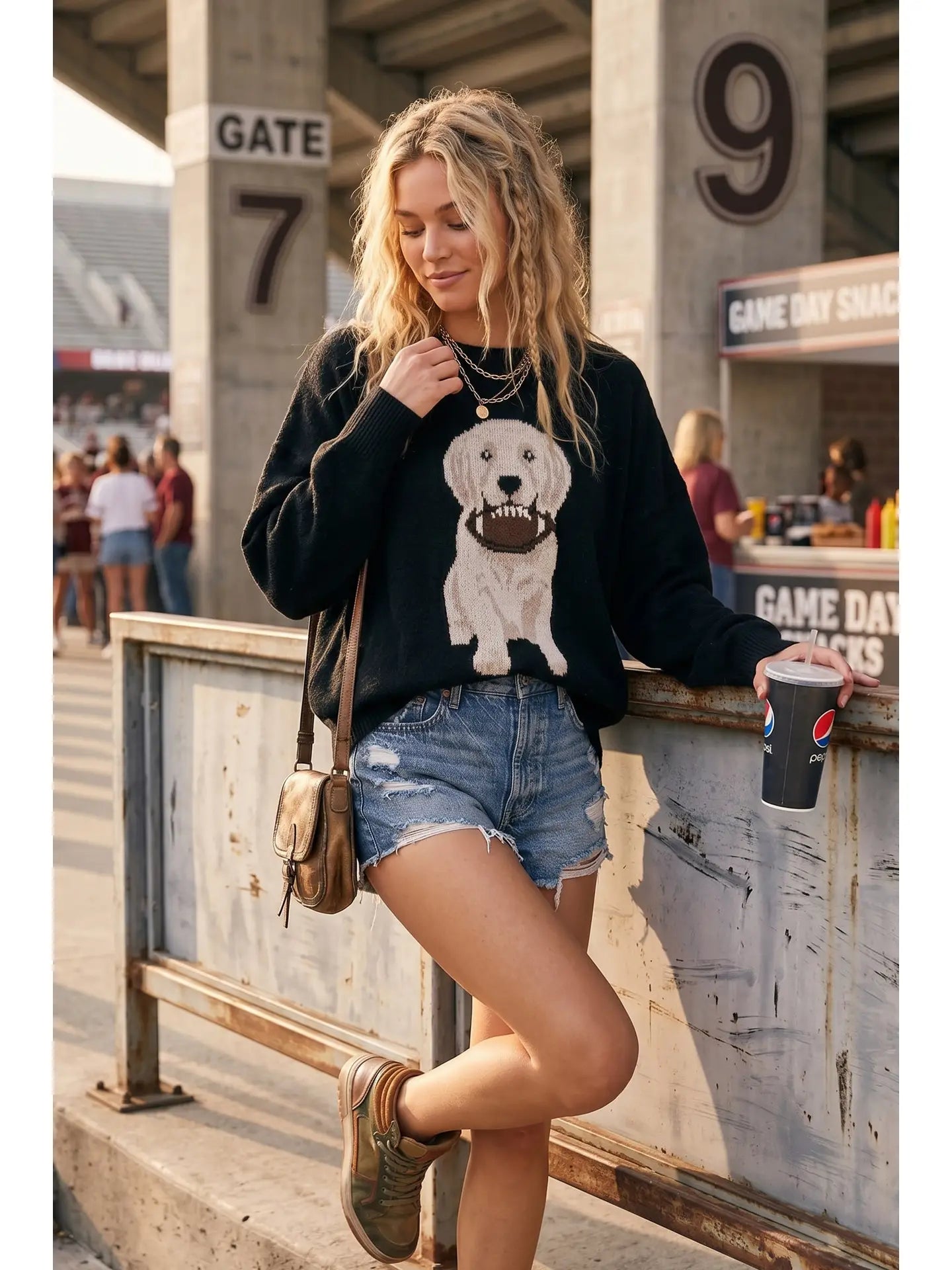 Oversized Gameday Football Puppy Sweater