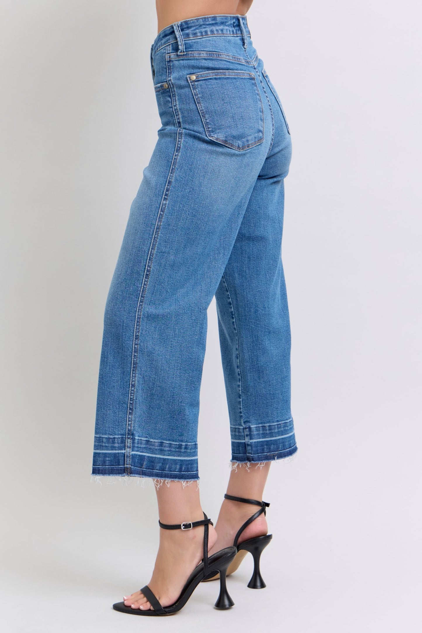 Tummy Control Release Hem Crop Wide Judy Blue