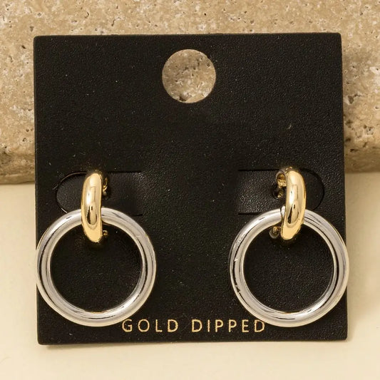Gold Dipped Two Tone Hoop Earrings