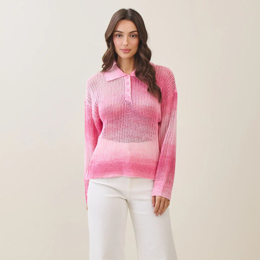 Pink Ombre Open Knit Top 🩷