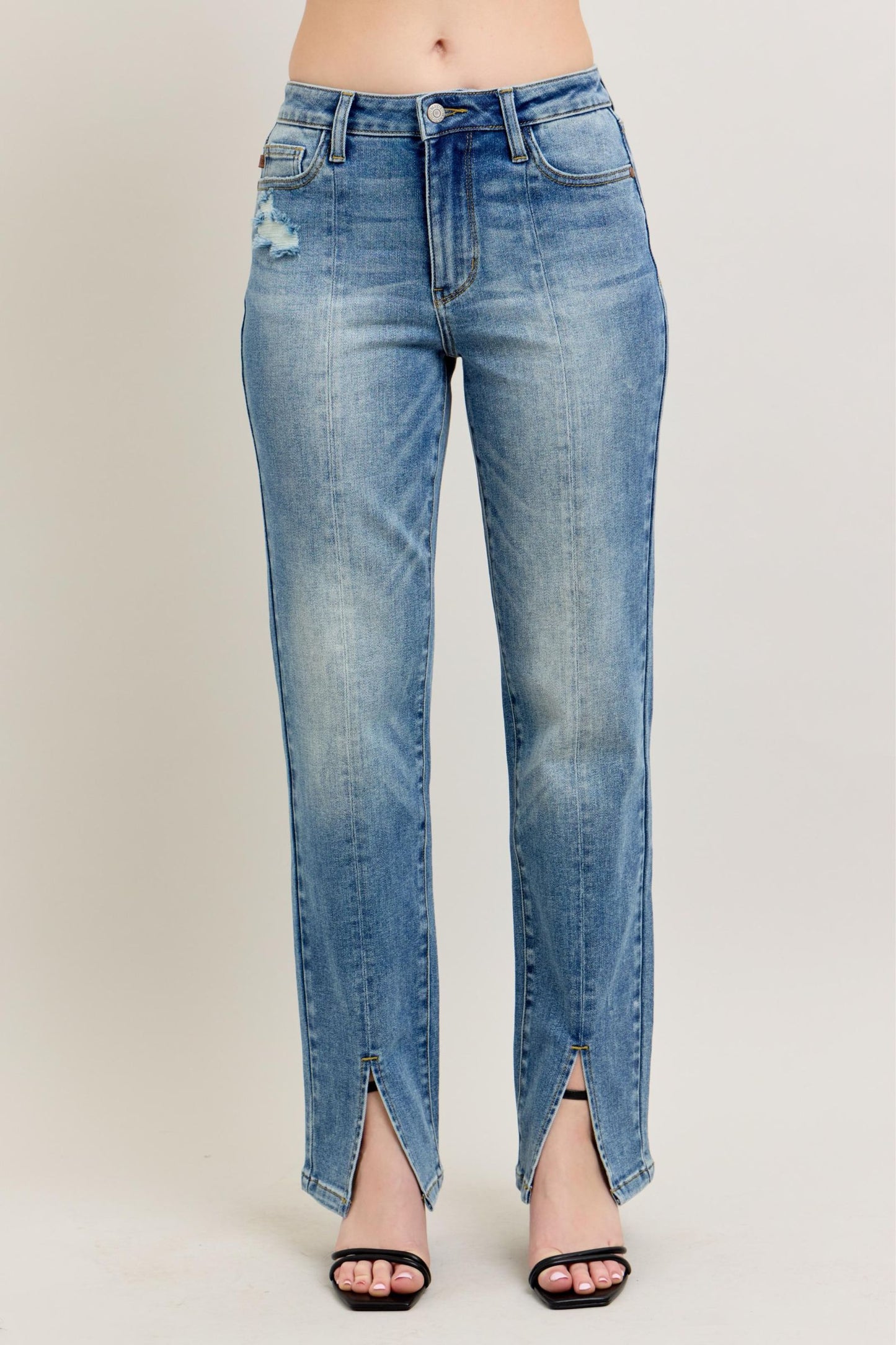 Vintage Wash Front Seam & Slit Straight Judy Blue