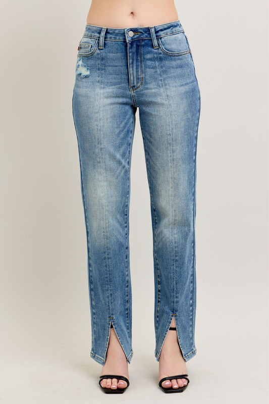Vintage Wash Front Seam & Slit Straight Judy Blue