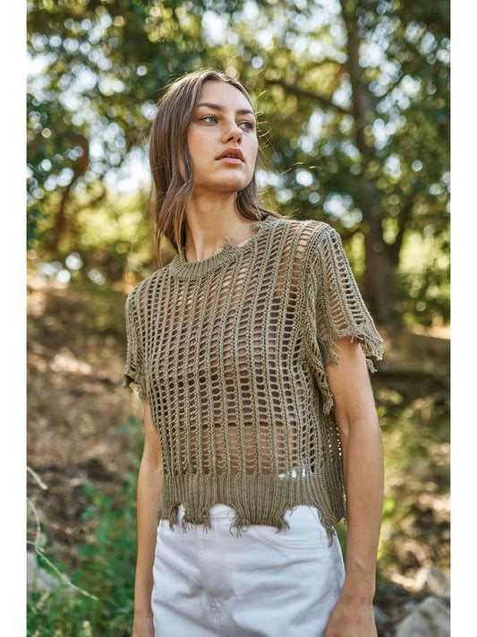 Crochet Cover Up Top (Olive)