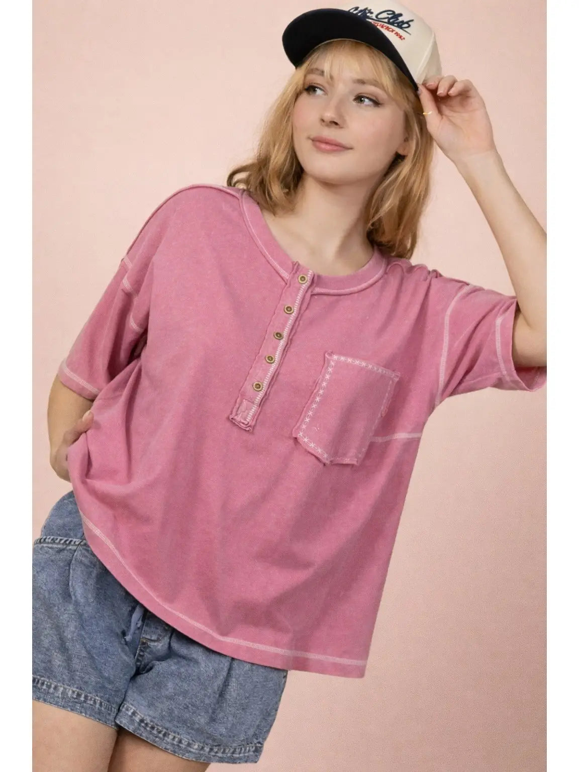 Mineral Washed Oversized Comfy Knit Top 🩷