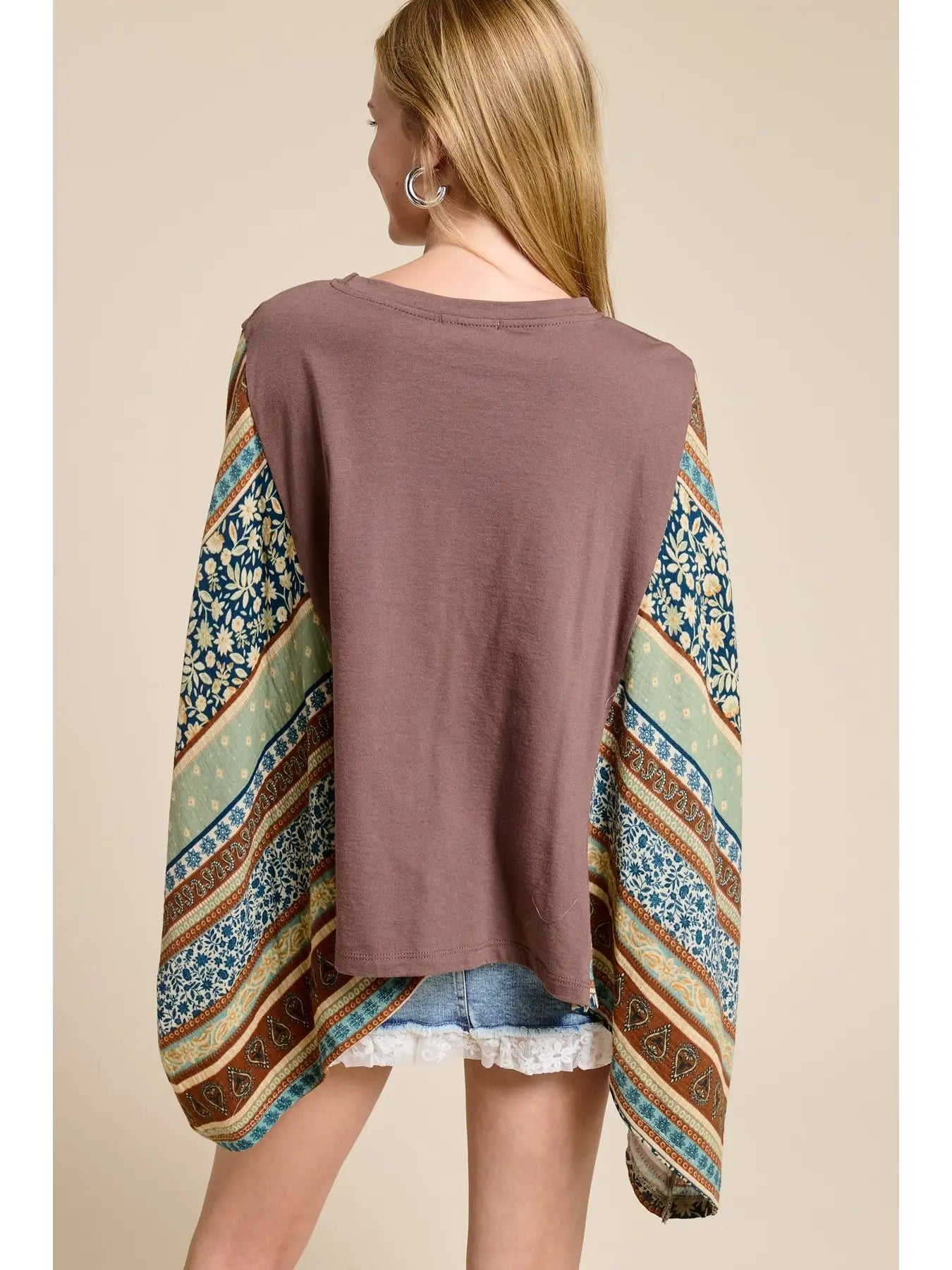 Free Bird America Graphic Sheer Boho Kaftan Top