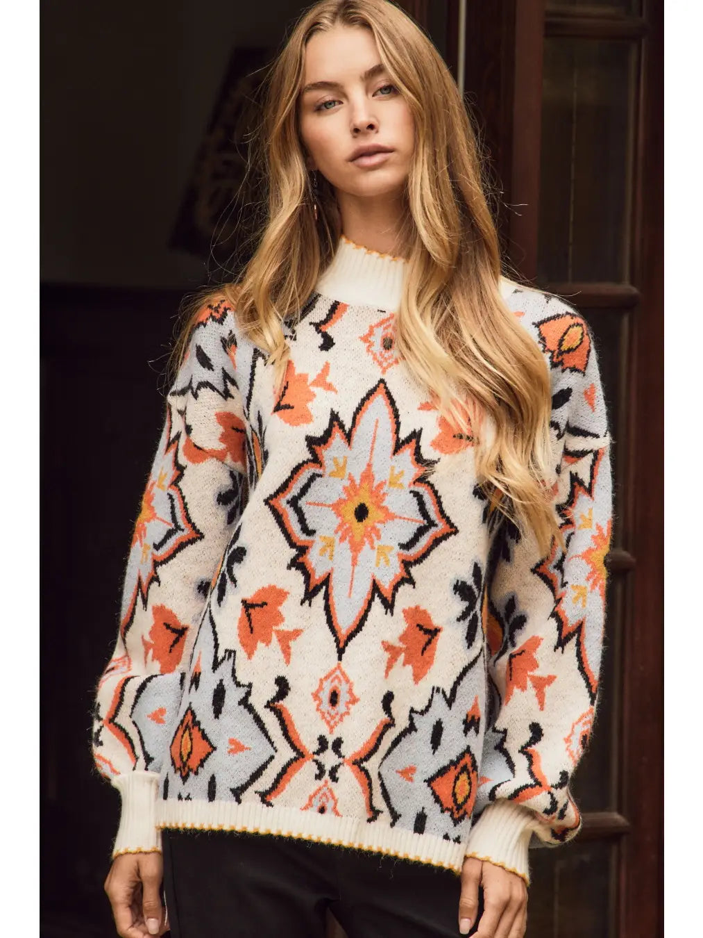 Abstract Pattern Soft Knit Sweater 🧡