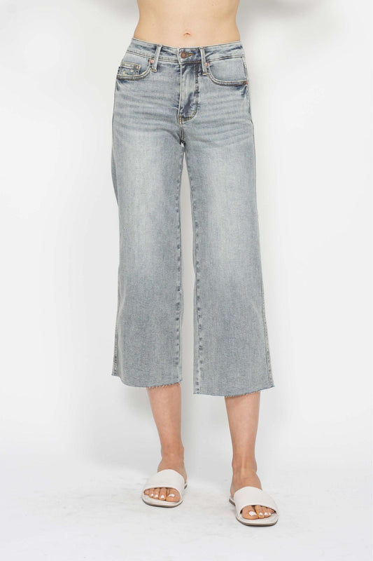 Tummy Control Raw Hem Crop Wide ✨