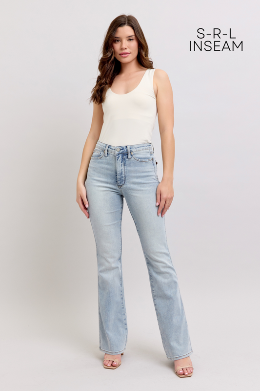 Tummy Control Bootcut Judy Blue Light Wash Long Inseam 🩵