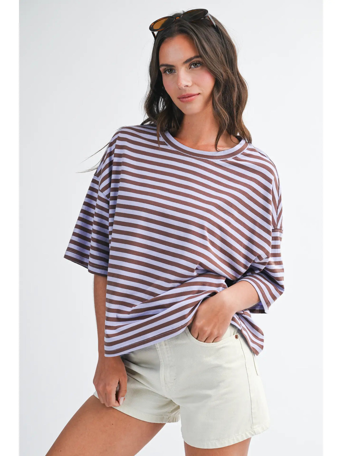 Oversized Stripe Boyfriend Tee 💜🤎