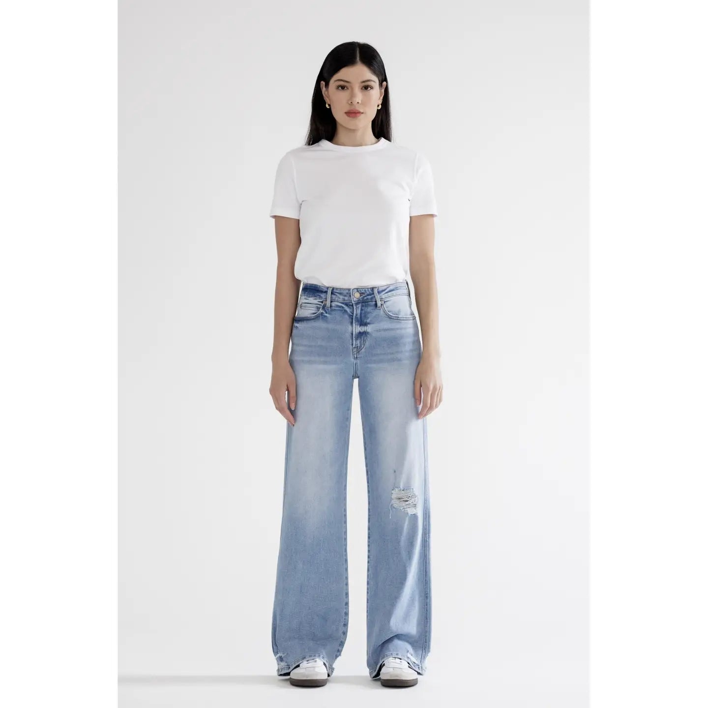 Mica High Rise Wide with Knee Distressed