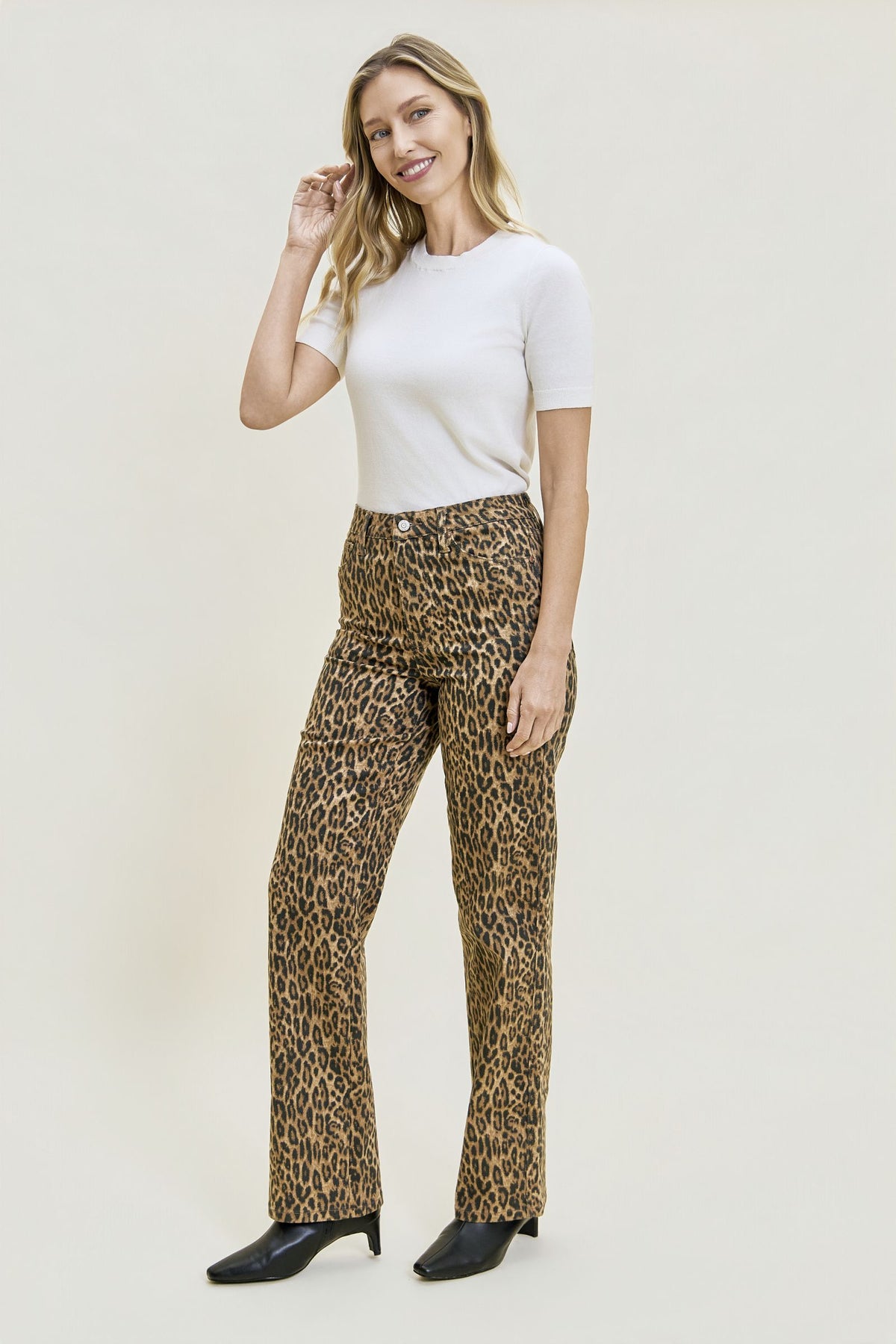 Leopard Tummy Control Classic Straight Judy Blue