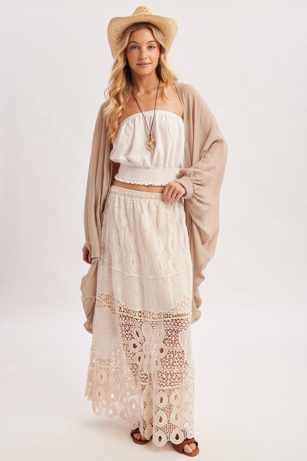 Boho Crochet Maxi Skirt With Lining 🤍