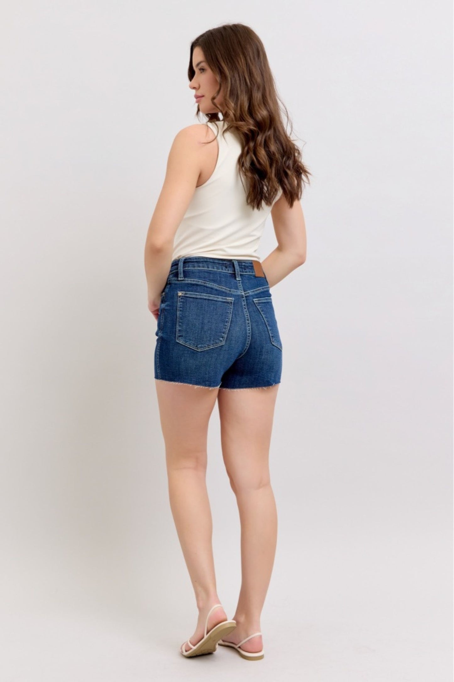 High Waist Criss Cross Waistband Judy Blue Shorts