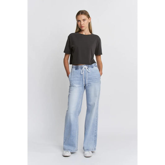 High Rise Wide Leg Mica Jogger